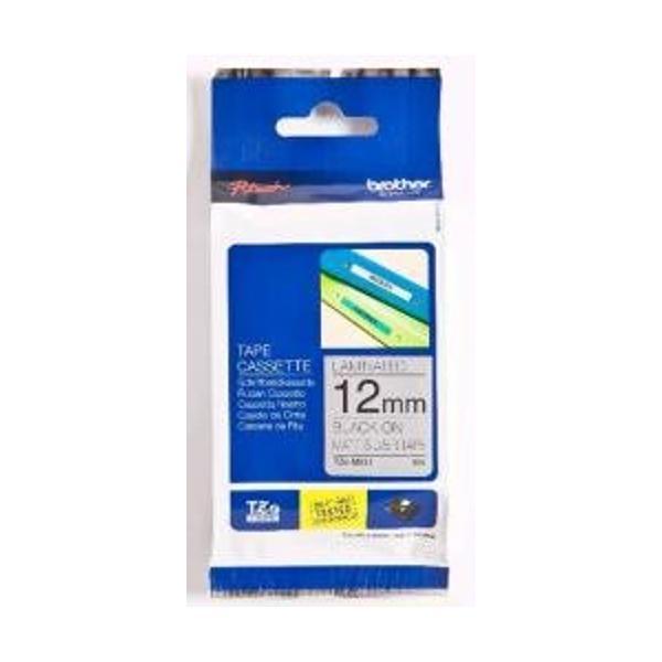 ブラザー ピータッチ ラミネートテープ TZe-M931 幅12mm 黒文字 銀 つや消し
