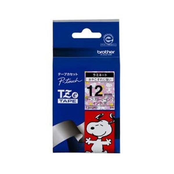ブラザー TZeテープ スヌーピーテープ スヌーピーピンク 黒字 12mm TZe-UP31
