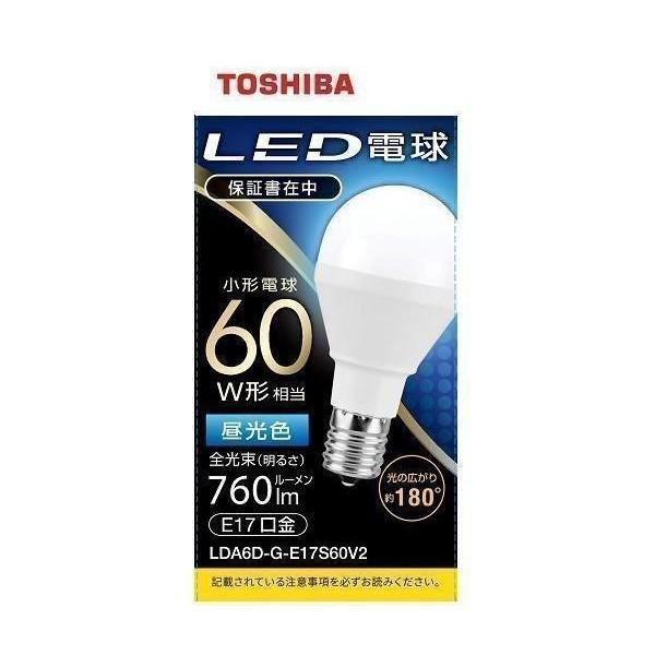 東芝 TOSHIBA LED電球 昼光色 60W形相当 広配光タイプ LDA6D-G-E17S60V...