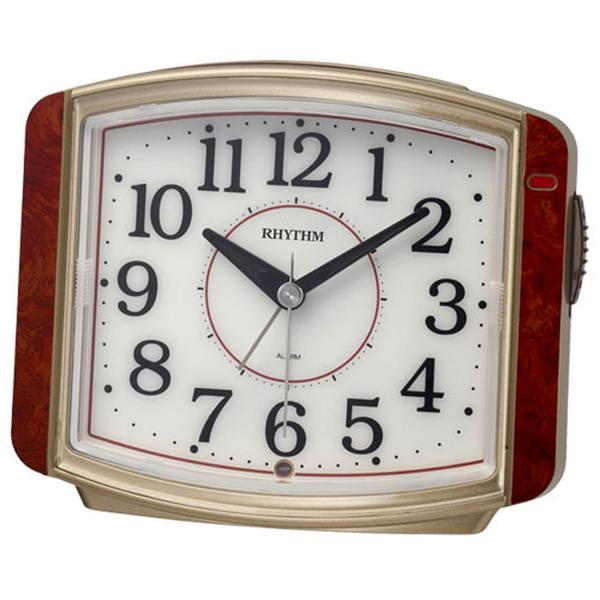 リズム 目覚まし時計 アナログ 電子音アラーム 暗所 ライト 自動 点灯 連続秒針 ブラウン 11....