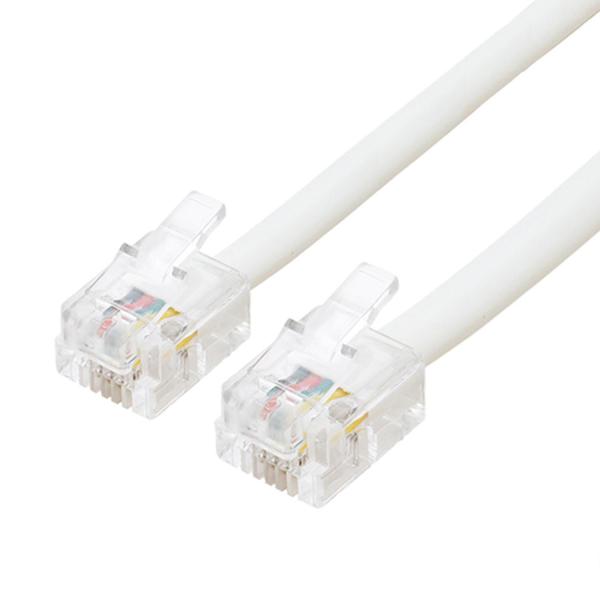 ミヨシ MCO 電話機コード モジュラーケーブル 6極4芯 6極2芯 RJ11 1m 白 DC-40...