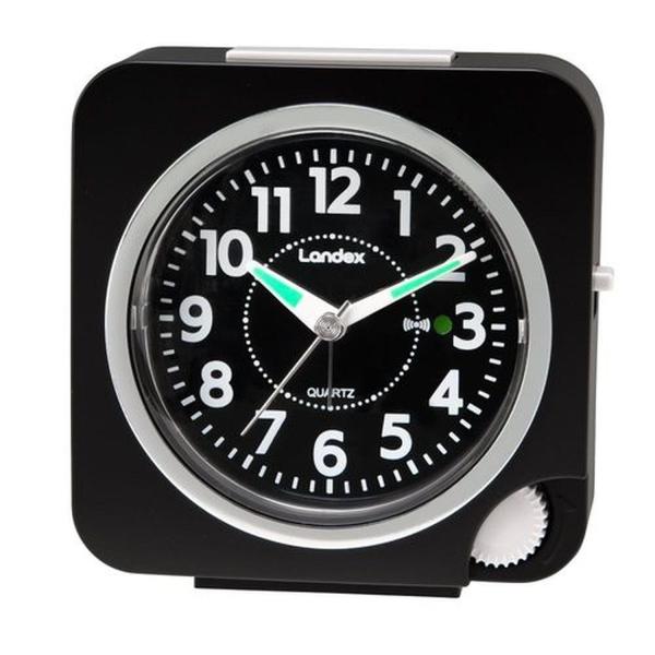 ランデックス 置き時計 目覚まし時計 アナログ 連続秒針 電子音アラーム 芳邦産業 ブラック ネオサ...