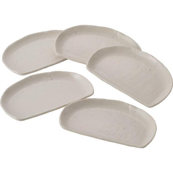 ギフト 粉引 半月皿5枚揃 199634