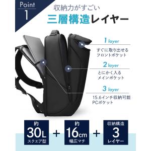ビジネスリュック 大容量 メンズ 通勤 30L...の詳細画像5
