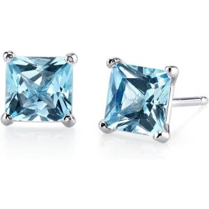 【並行輸入品】Peora ソリッド 14K ホワイトゴールド スイスブルートパーズ イヤリング レデ...