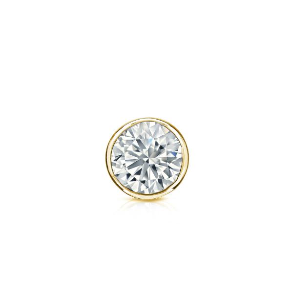 【並行輸入品】14K イエローゴールド ベゼル ラウンド ダイヤモンド シングルスタッド イヤリング...