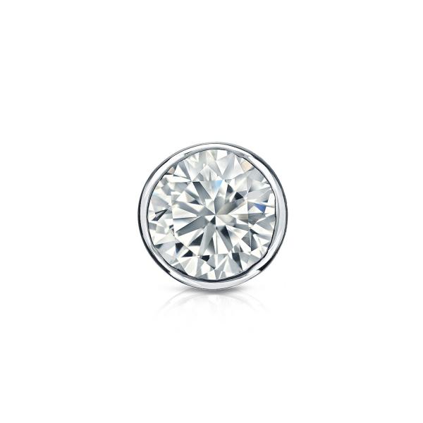 【並行輸入品】14K ホワイトゴールド ベゼル ラウンド ダイヤモンド シングルスタッド イヤリング...