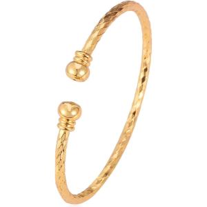 【並行輸入品】Simple Cuffブレスレット18 Kゴールドプラチナメッキバングルブレスレットフ...
