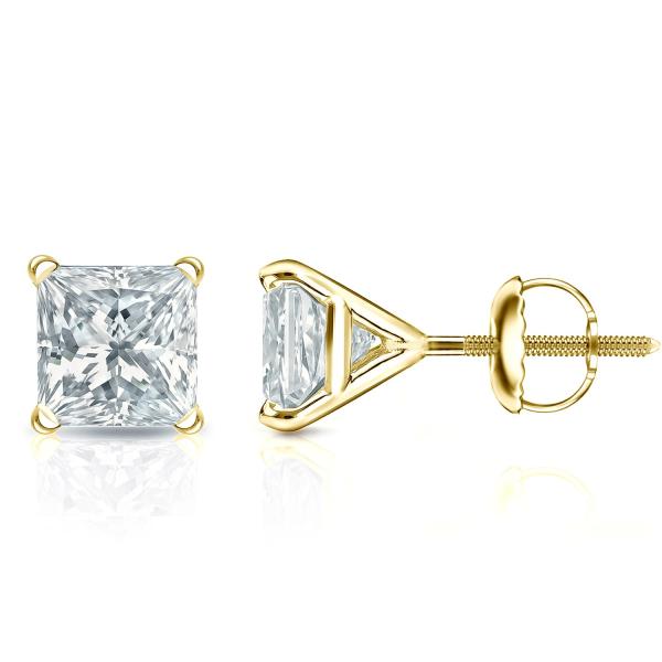 【並行輸入品】18k Yellow Gold 4 Prong Martini Princess cu...