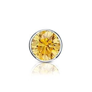【並行輸入品】プラチナbezel setラウンドイエローダイヤモンドメンズシングルスタッドイヤリング...