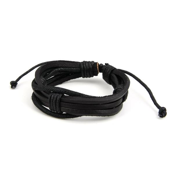【並行輸入品】メンズレザー手首ブレスレットマルチStrandedロープブレスレット(ブラック、ブラウ...