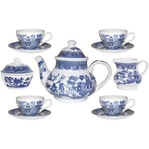 チャーチル ブルーウィロー 11点 ティーセット Churchill Blue Willow 11 Piece Tea Set 並行輸入品｜bestshop-d