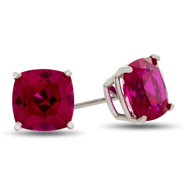 【並行輸入品】スタッドピアス ホワイトゴールド 10カラット 7x7mm クッションカット型石座 フ...