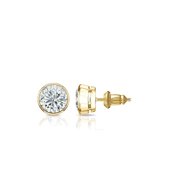 【並行輸入品】14?Kゴールドベゼルラウンドダイヤモンドメンズスタッドイヤリング( 1?/ 4? ?...