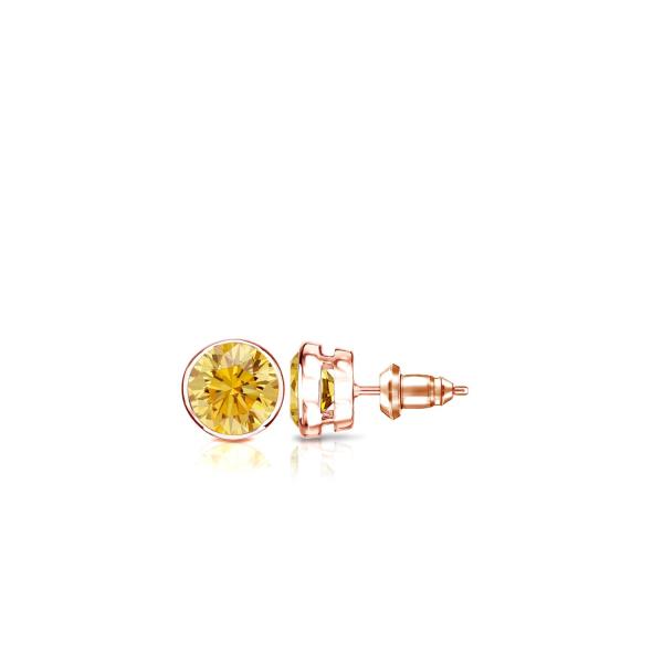 【並行輸入品】14k Rose Gold Bezel set Round Yellow Diamon...