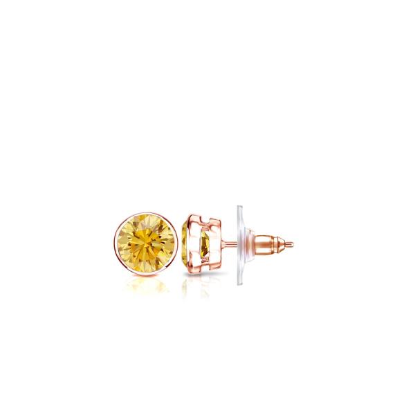 【並行輸入品】14k Rose Gold Bezel set Round Yellow Diamon...