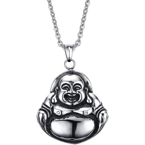 【並行輸入品】BlowinステンレススチールBuddhist Smile Buddhaアミュレットネ...