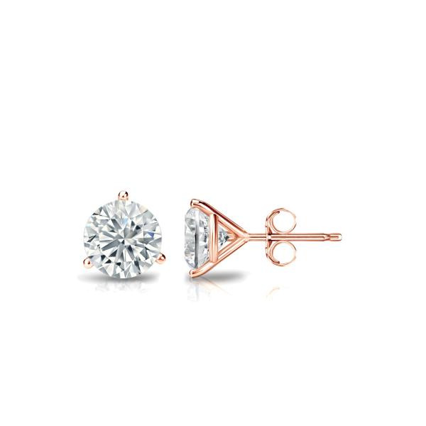 【並行輸入品】14k Rose Gold 3 Prong Martini Round Men Dia...