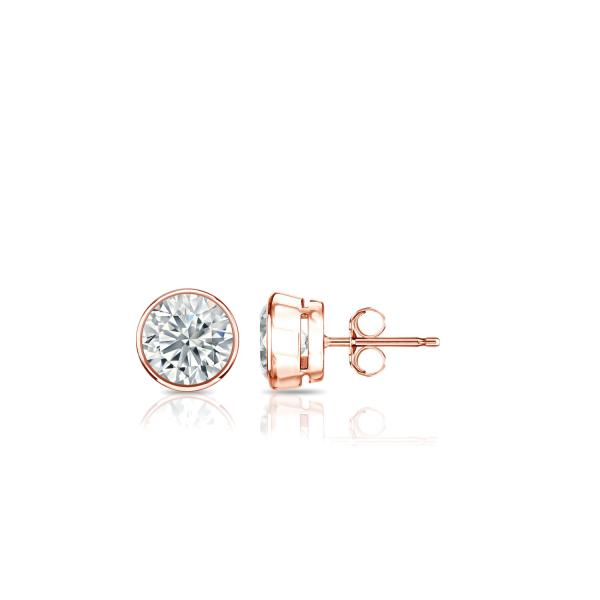 【並行輸入品】14k Rose Gold Bezel set Round Men Diamond S...