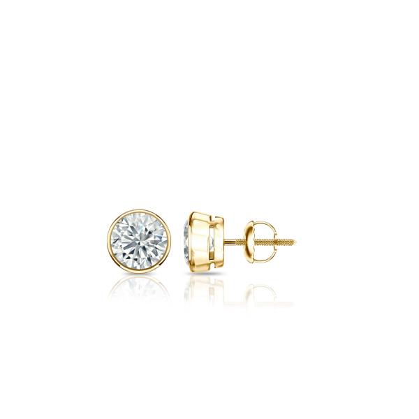 【並行輸入品】18k Yellow Gold Bezel set Round Men Diamond...