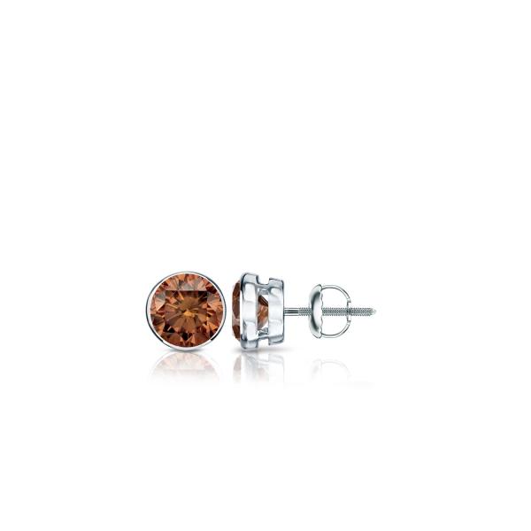 【並行輸入品】Platinum Men's Round Brown Diamond Bezel se...