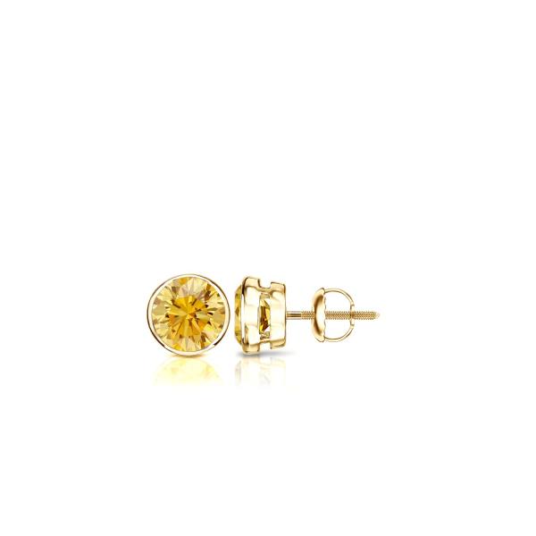【並行輸入品】18k Yellow Gold Men's Round Yellow Diamond ...
