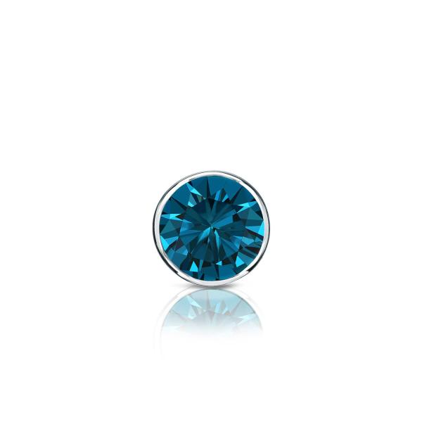 【並行輸入品】プラチナbezel setラウンドブルーダイヤモンドシングルスタッドイヤリング( 1?...