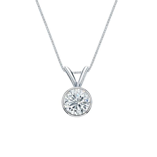【並行輸入品】14k White Gold Bezel set Round Diamond Soli...