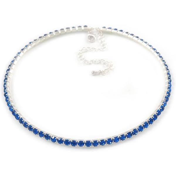 【並行輸入品】Avalaya 細いサファイアブルー 最高級オーストリア産クリスタルチョーカーネックレ...