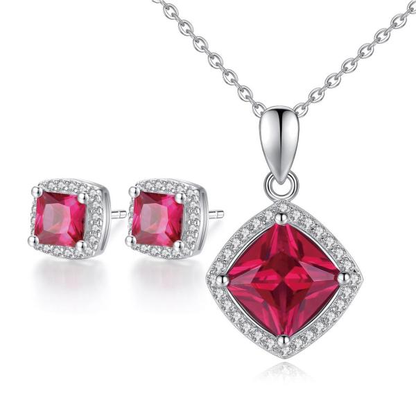 【並行輸入品】GUIJI ロンバスデザイン ルビー/レッド コランダム &amp; ジルコニアジュエリーセッ...