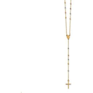 【並行輸入品】14K 3色 ゴールド スリッポン 奇跡 & クロス ロザリオ ネックレス 24インチ　