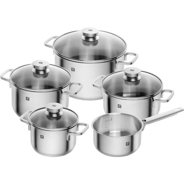 【並行輸入品】Zwilling Focus 66670 000 0 5ピース鍋セットガラスふた電磁調...