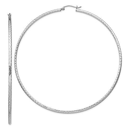 【並行輸入品】925スターリングシルバー 2mm ダイヤモンドカット フープイヤリング   82mm...
