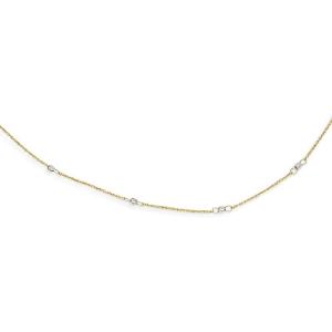 【並行輸入品】ソリッド14Kイエローとホワイトゴールド ツートーンロープミラービーズ 2インチ 延長...