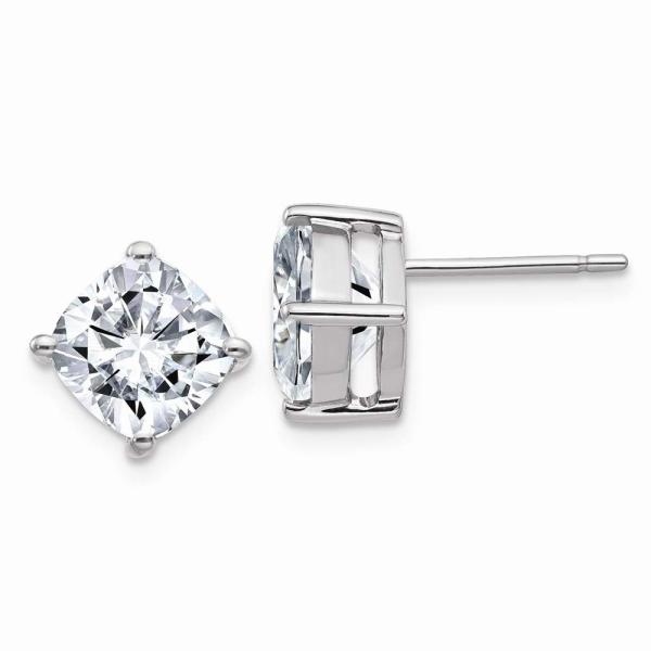 14k White Gold 4.00ct. 7.50mm Cushion Colorless Mo...