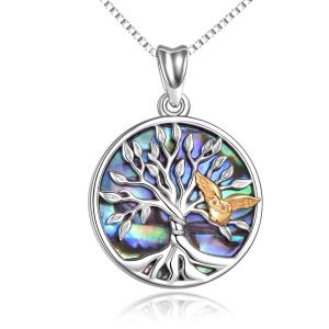【並行輸入品】Owl Necklace Gifts Sterling Silver Family Tree of Life Owl Penda