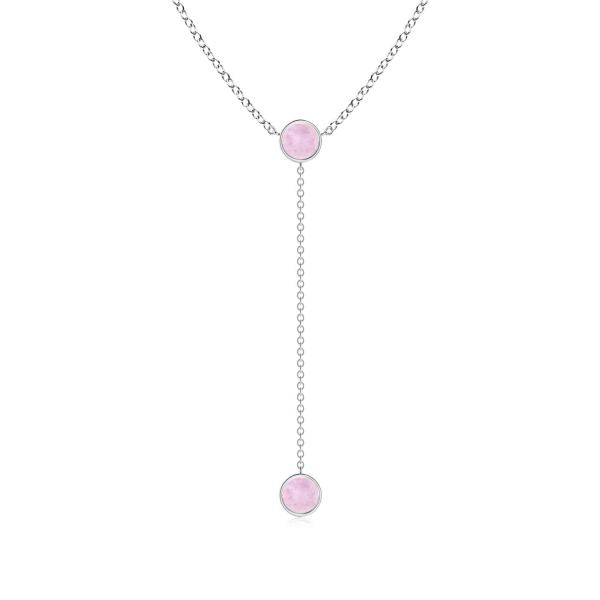 【並行輸入品】Angara Bezel Set Round Rose Quartz Lariat S...