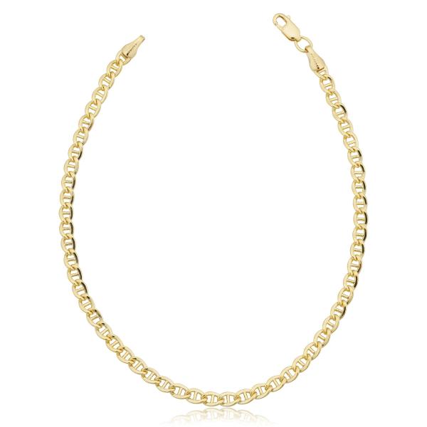 【並行輸入品】ソリッド14Kイエローゴールド マリナーリンクブレスレット 男女兼用 (3.4 mm ...