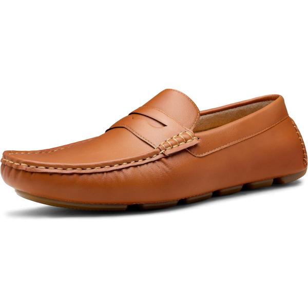 【並行輸入品】Vostey Men's Loafers Slip on Shoes Brown Lo...