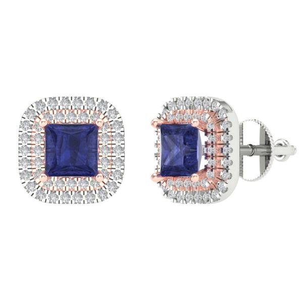 【並行輸入品】2.46cttw Princess Round Cut Halo Solitaire ...