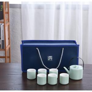 【並行輸入品】ファインセラミックティーポットセット 中国スイート 翡翠 ホワイト磁器ティーポット 4カップ付き 咲き乱れる葉 ティーケトル 8.