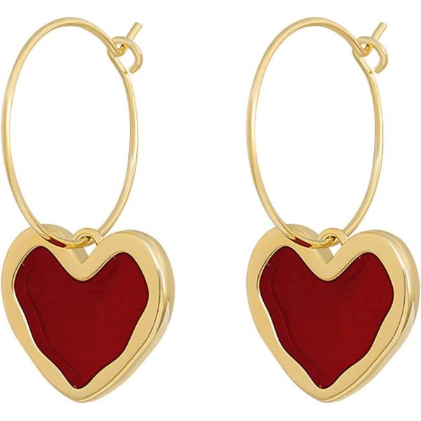 【並行輸入品】Earrings for Women Girls Ear Studs Wine Red...