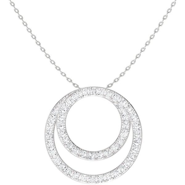 【並行輸入品】Diamondere 天然認定ダイヤモンド ダブルサークル ネックレス 14Kホワイト...