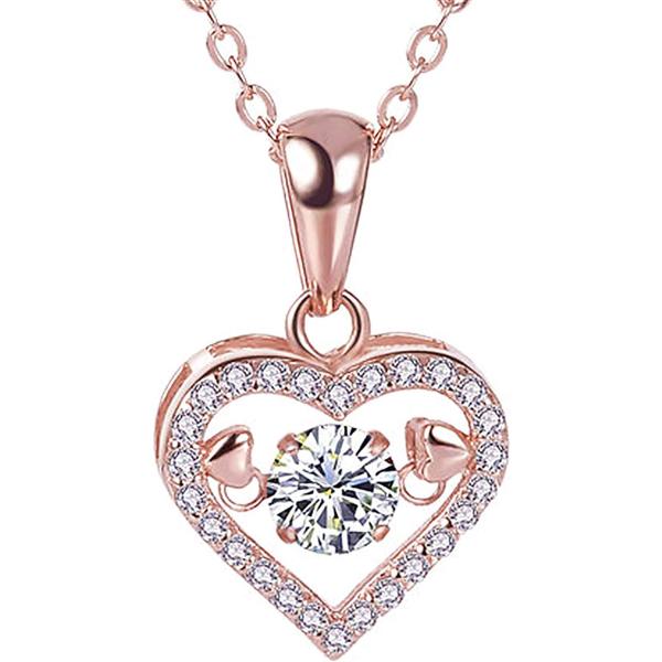 Women Necklace 925 Sterling Silver Rose Gold Plate...