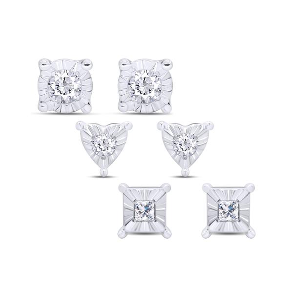 【並行輸入品】ミラクルセット プリンセス&amp;ラウンドカットホワイトナチュラルダイヤモンド3点セット ラ...