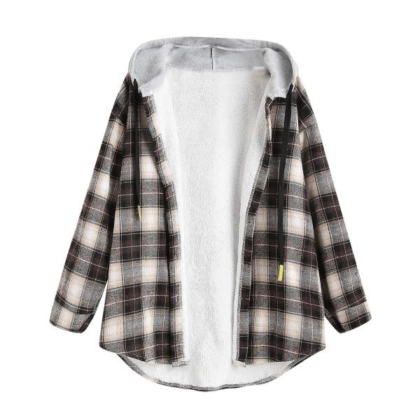 ZL GEQINAI Hooded Shirt for Women Plaid Flannel Ho...