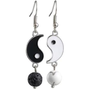【並行輸入品】エナメル ブラック ホワイト Yin Yang ダングル イヤリング レディース ガー...