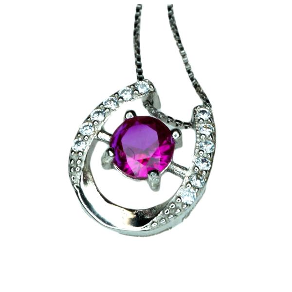 【並行輸入品】Tiny Ruby Horseshoe Necklace 18kgp @ Sterli...