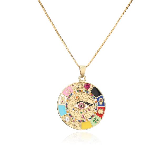 【並行輸入品】18K ゴールドプラッド ラッキーアイ ペンダントネックレス レディース キュービック...