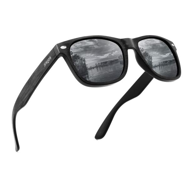 JFXQDR Imitation Wood Grain Polarized Sunglasses f...